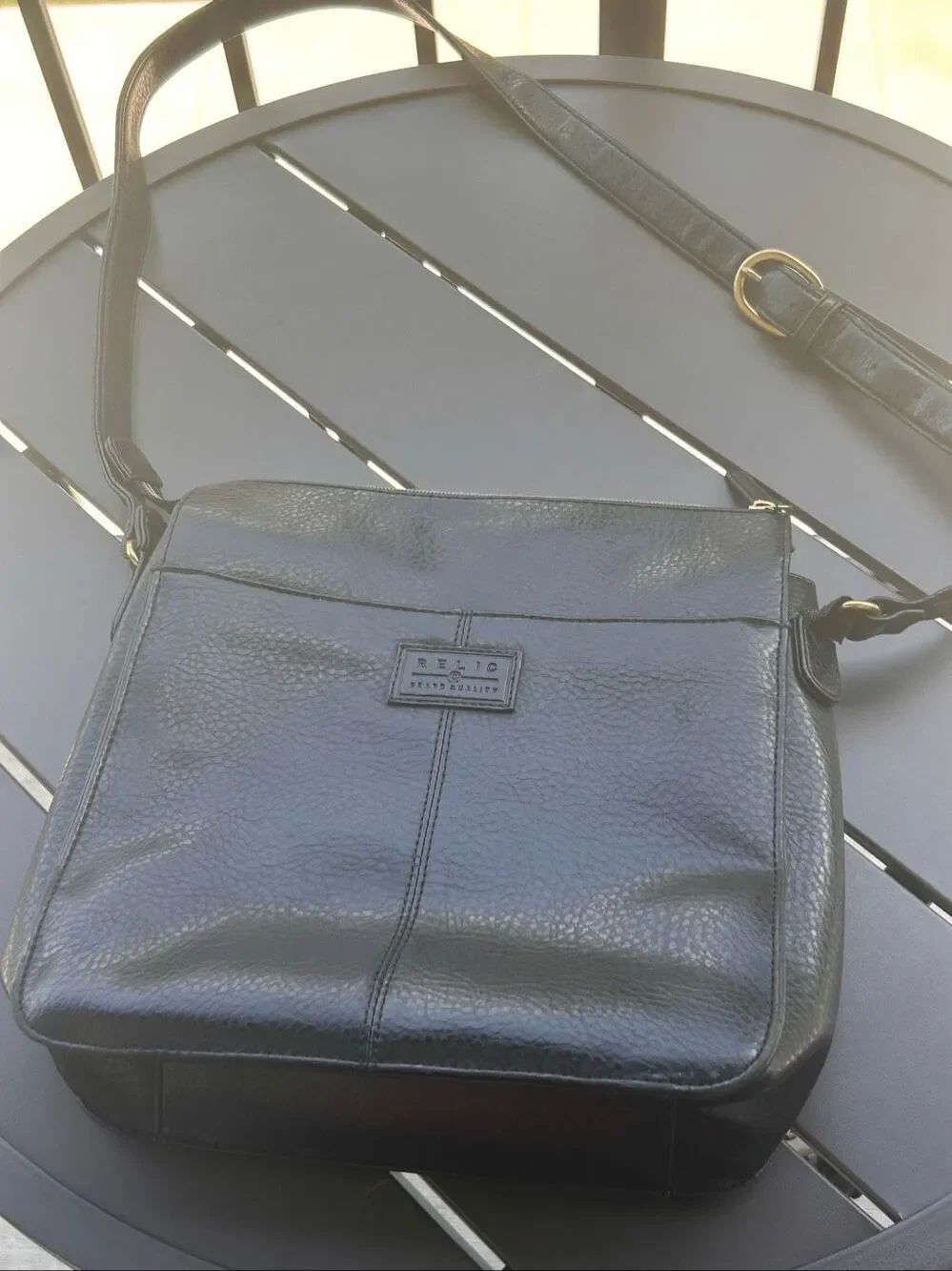 Relic Black Pebbled Leather Crossbody Bag